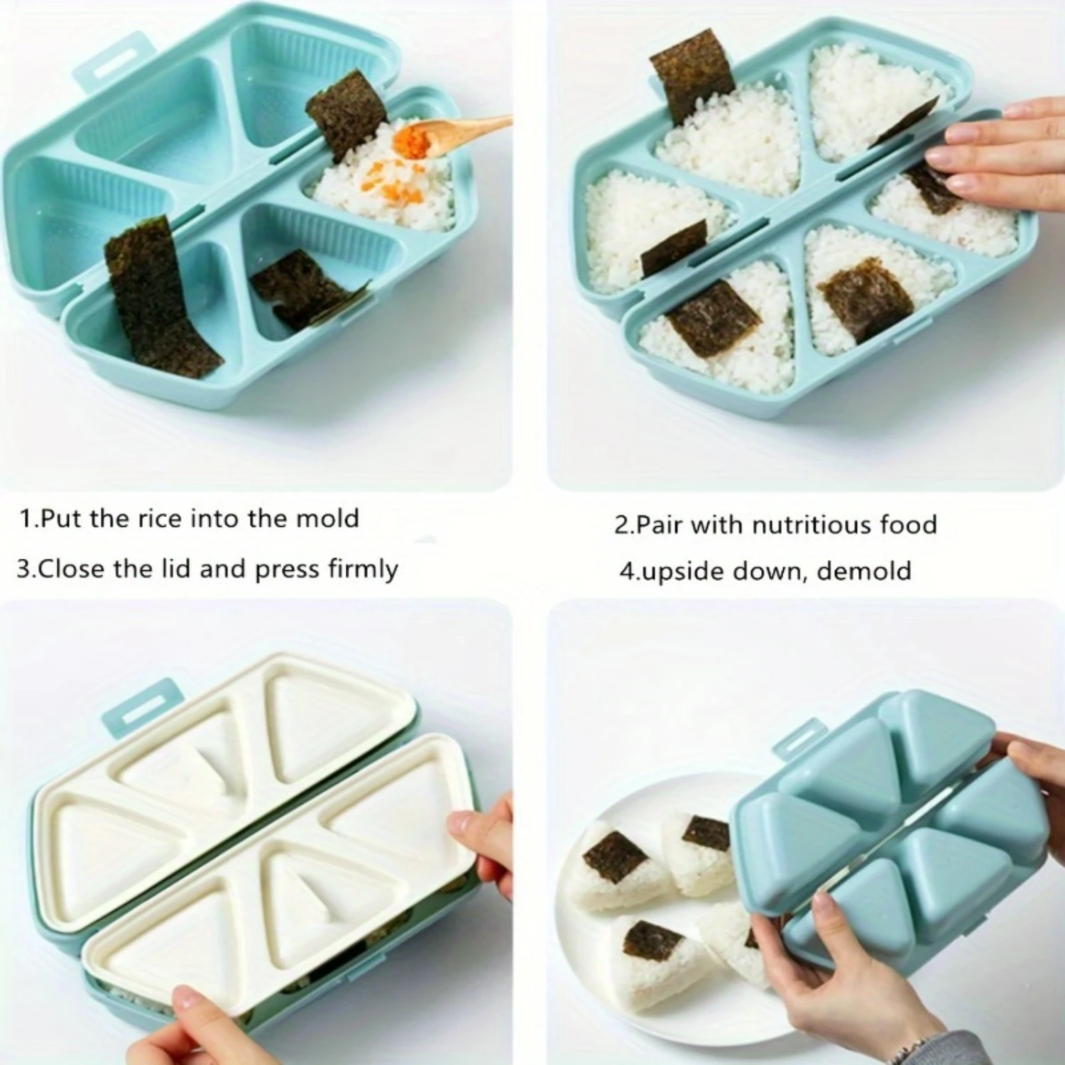 6-полая форма для треугольных рисовых шариков — легкая машина для изготовления онигири своими руками с универсальной формой для суши — идеально подходит для здорового обеда, бенто и еды P