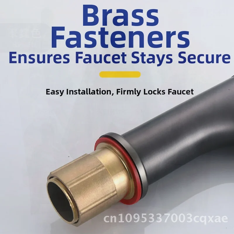 

Brass Bathroom Cabinet Faucet Hot Cold Ceramic Core Grey Basin Mixer Tap Single-Handle Counter Top Washbasin Faucet for