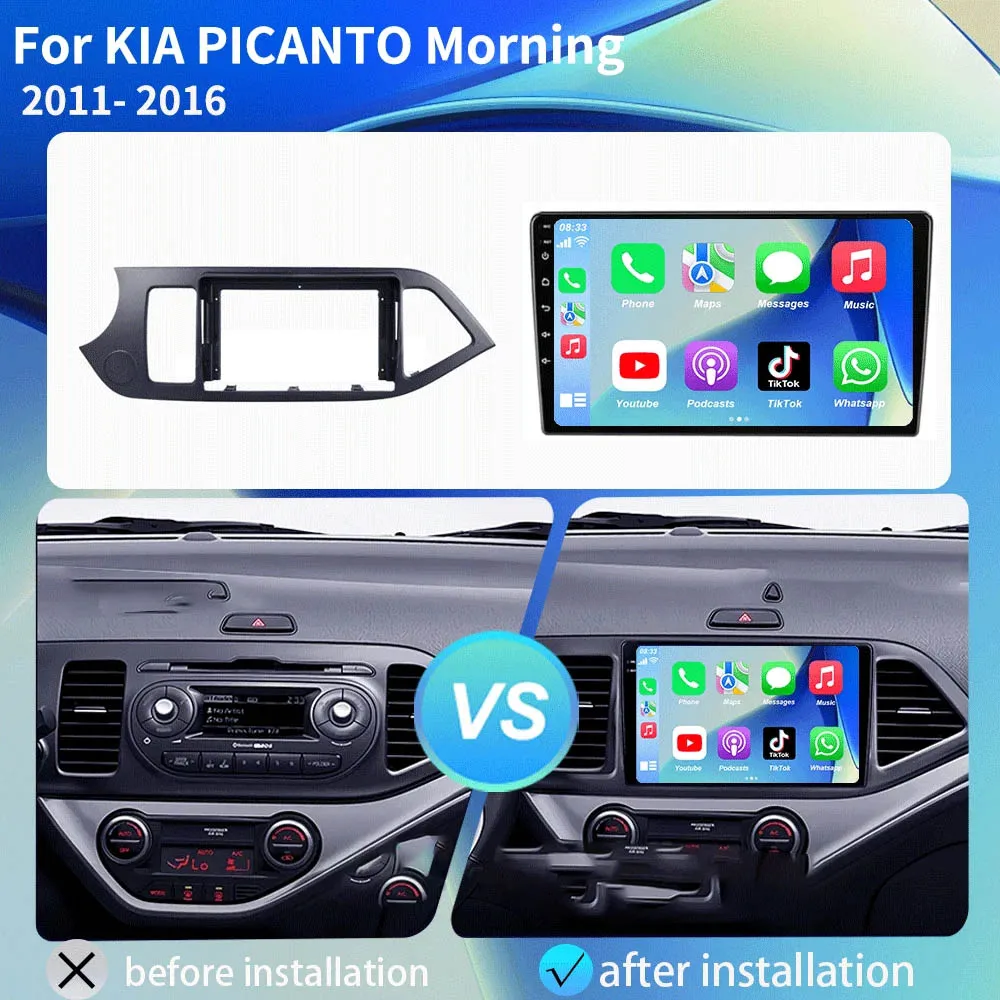 Android 14 Car Radio for Kia Picanto Morning 2011-2016 Carplay Android Auto Multimedia Player Navigation 2Din Stereo Autoradio