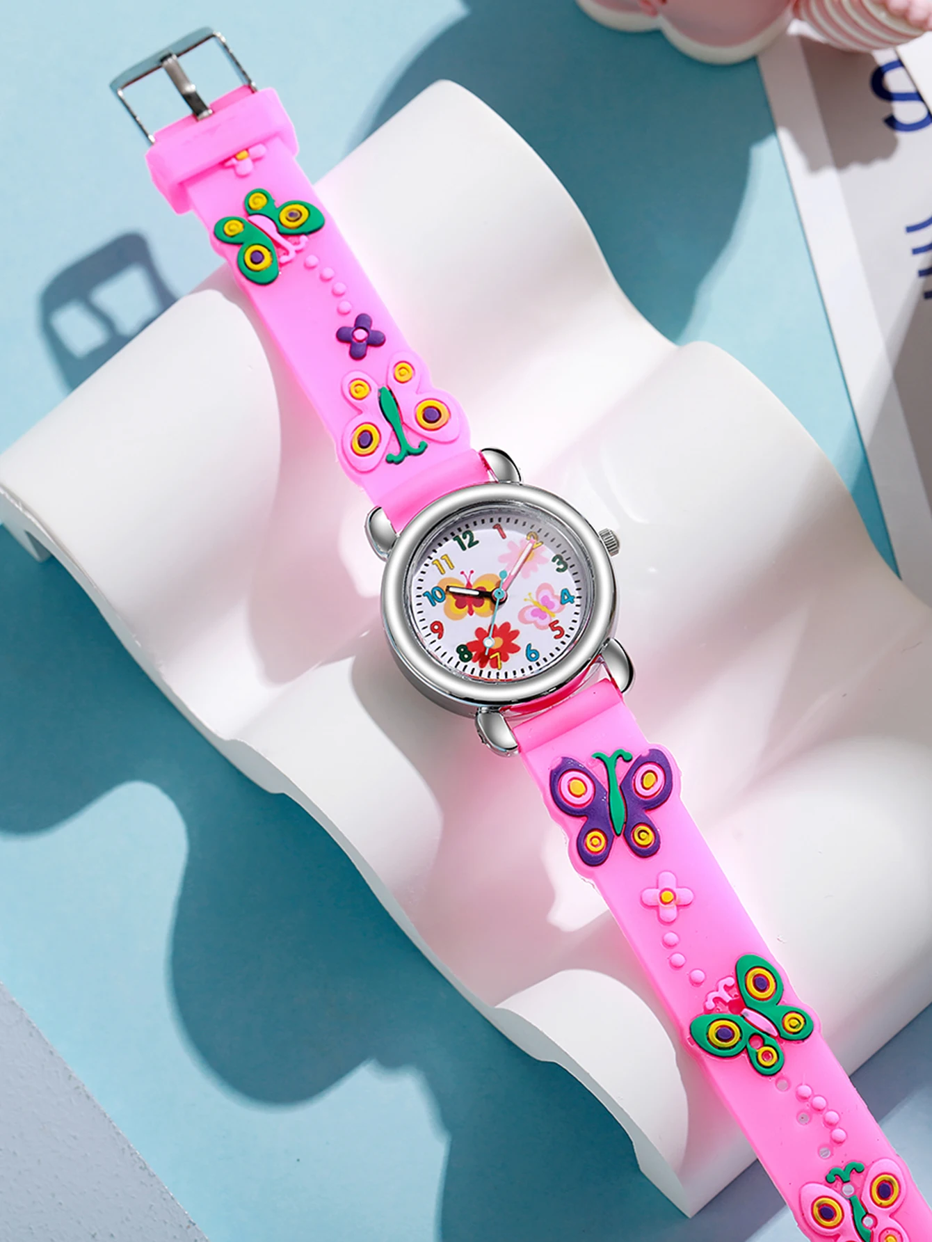 

Милые детские часы с бабочками, розовые наручные часы с силиконовым ремешком, водонепроницаемые часы-обучающие приборы для измерения времени для девочек, идеальный подарок для детей