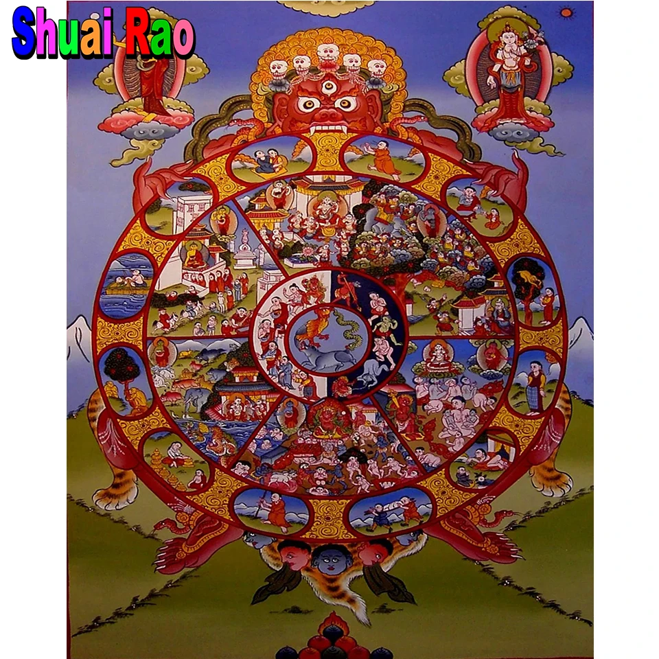 Samsara Buddhism Wheel of Life 5d Diamond Painting kits full square&round Diamond Embroidery gift Mosaic stitch home Decor