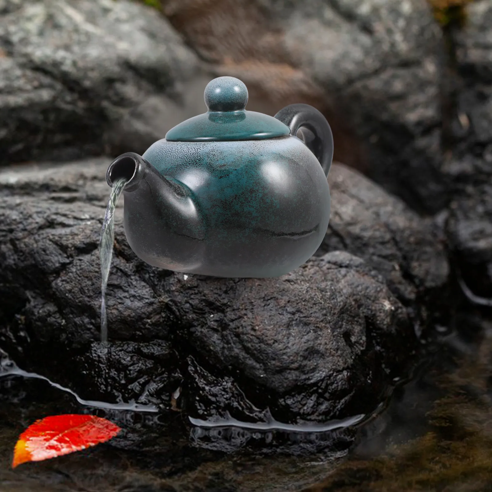 Yao Bian Ceramic Water Fountain Jar Circulating Waterfall Feature for Fish Tank Aquarium Garden Courtyard Balcony Home Decor