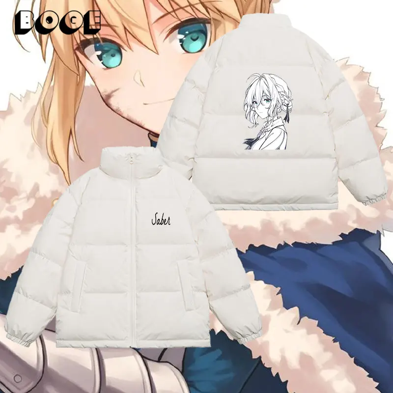 

Повседневная зимняя пуховая куртка в стиле аниме, на молнии, из полиэстера, водоотталкивающая, для городского отдыха