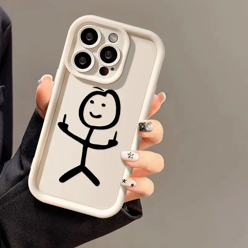 Cartoon Stickman Phone Case for iPhone 16 15 13 12 11 Pro Max 14Plus XS XR X 7 8 Plus SE Cover image 5