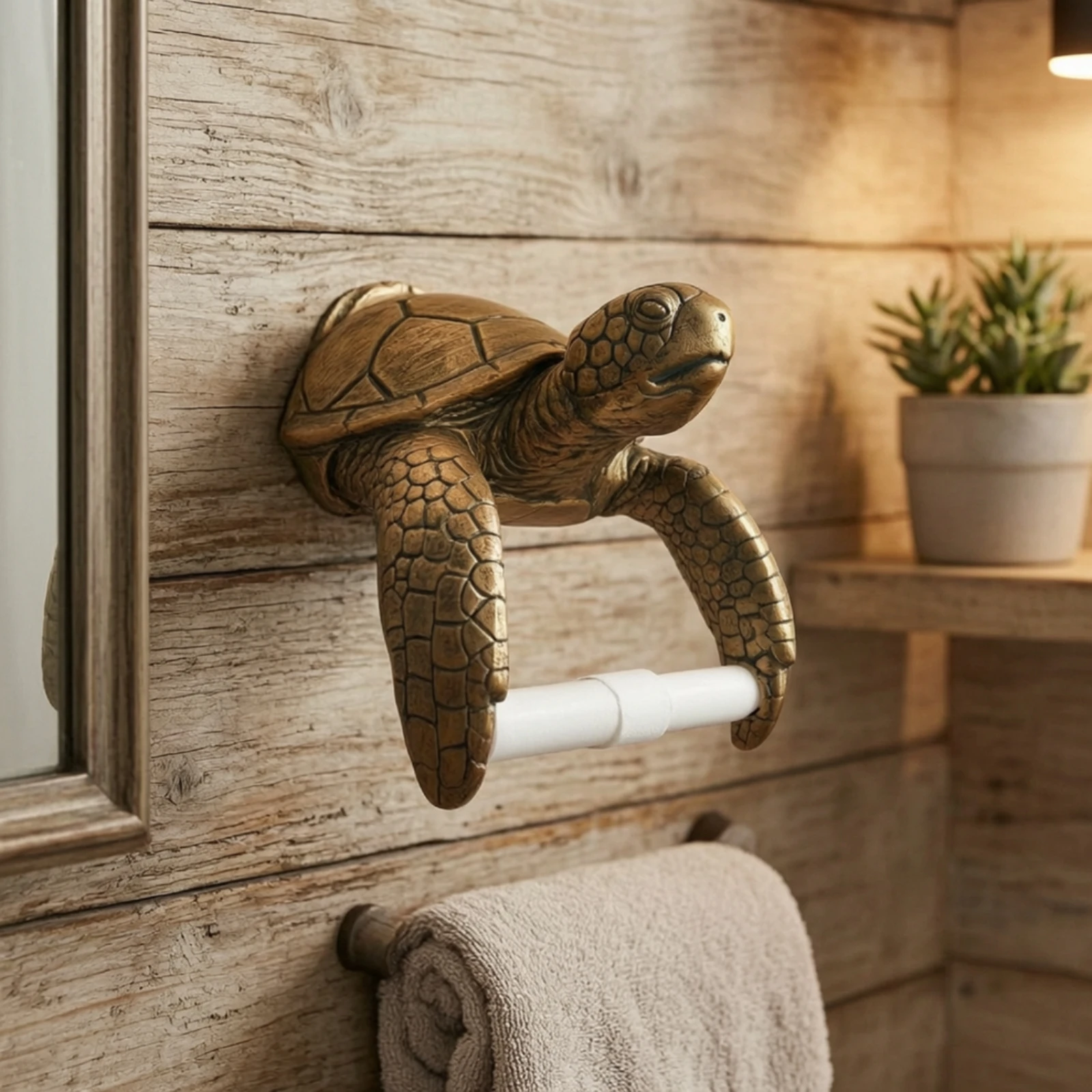 Sea Turtle Tissue Holder Decorative Turtle Tissue Holder Resin Wall Ornament Coastal Ocean-Inspired for Bathroom