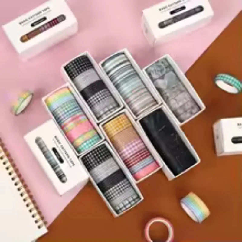 6 Rolls Stripe Pattern Tape DIY Notebook Collage Stationery Decorative Tape Journal Collage Gift Decorative Tape