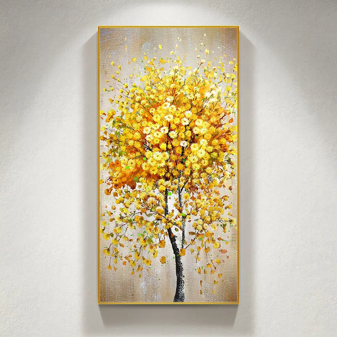 Hand painted 3D Abstract Blooming Yellow Daisy Flower painting Living Room Wall Decor Yellow Flower Large Oil Painting On Canvas