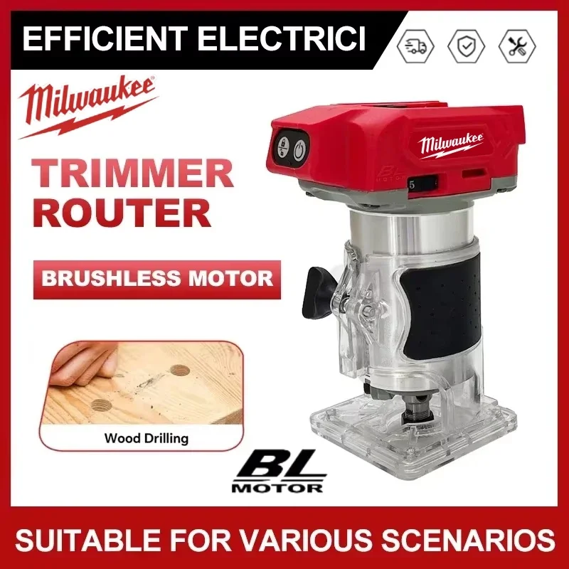 Milwaukee 800W Brushless Compact Router 5-Speeds Woodworking Trimming Machine 30000RPM Cordless Elec
