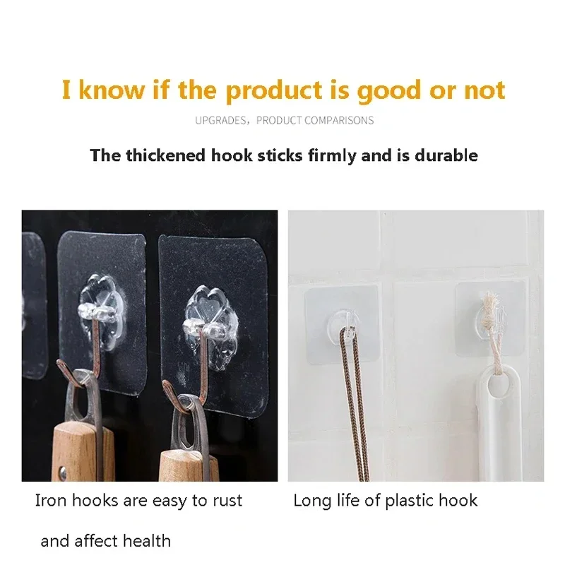 Transparent Wall Hook hanger Strong Self Adhesive Door Wall Hanger Hook Suction Heavy Load Rack Cup Sucker for Kitchen Bathroom