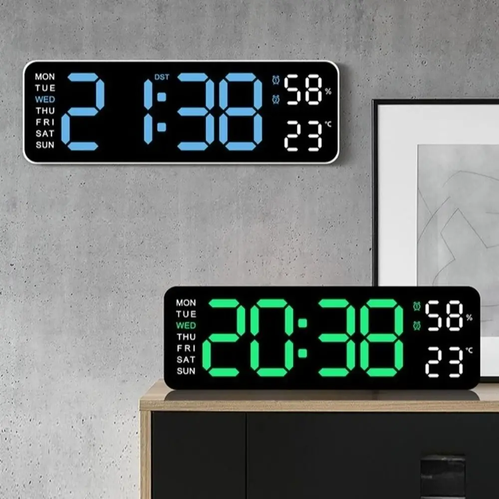 

Adjustable Brightness Large Digital Wall Clock 12/24Hr Format Time Dual Control Table Clock Hanging/Stand