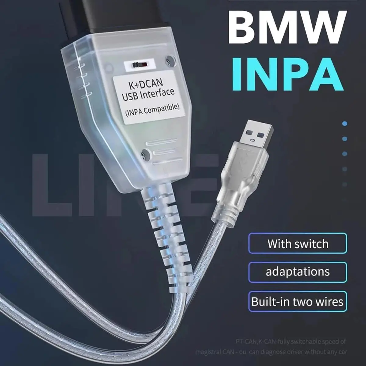 INPA BMW K+DCAN with switch OBD2 USB diagnostic interface for BMW series K+CAN K-Line Automotive Connector Code Diagnostic Tool