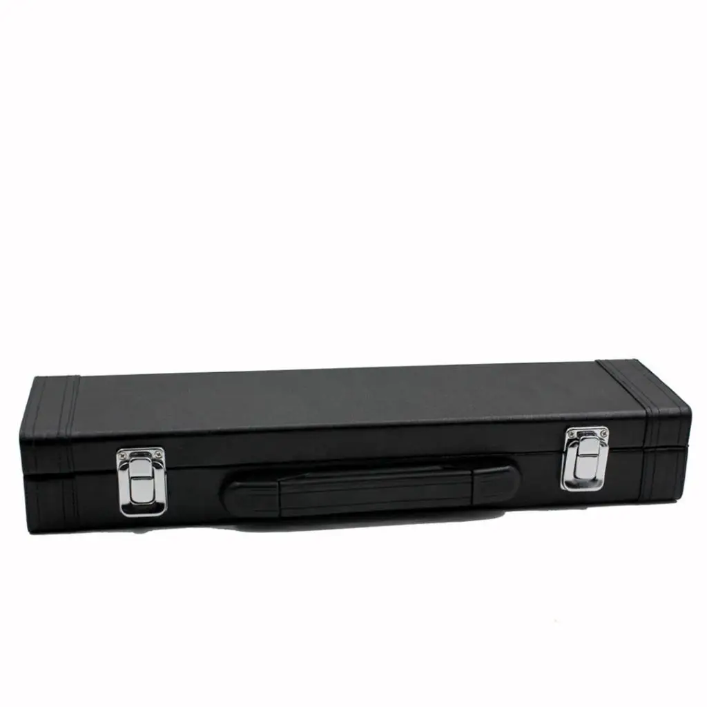 Black Leather Flute Case with Flannel Lining Lightweight Flute Storage Box for Musical Instruments