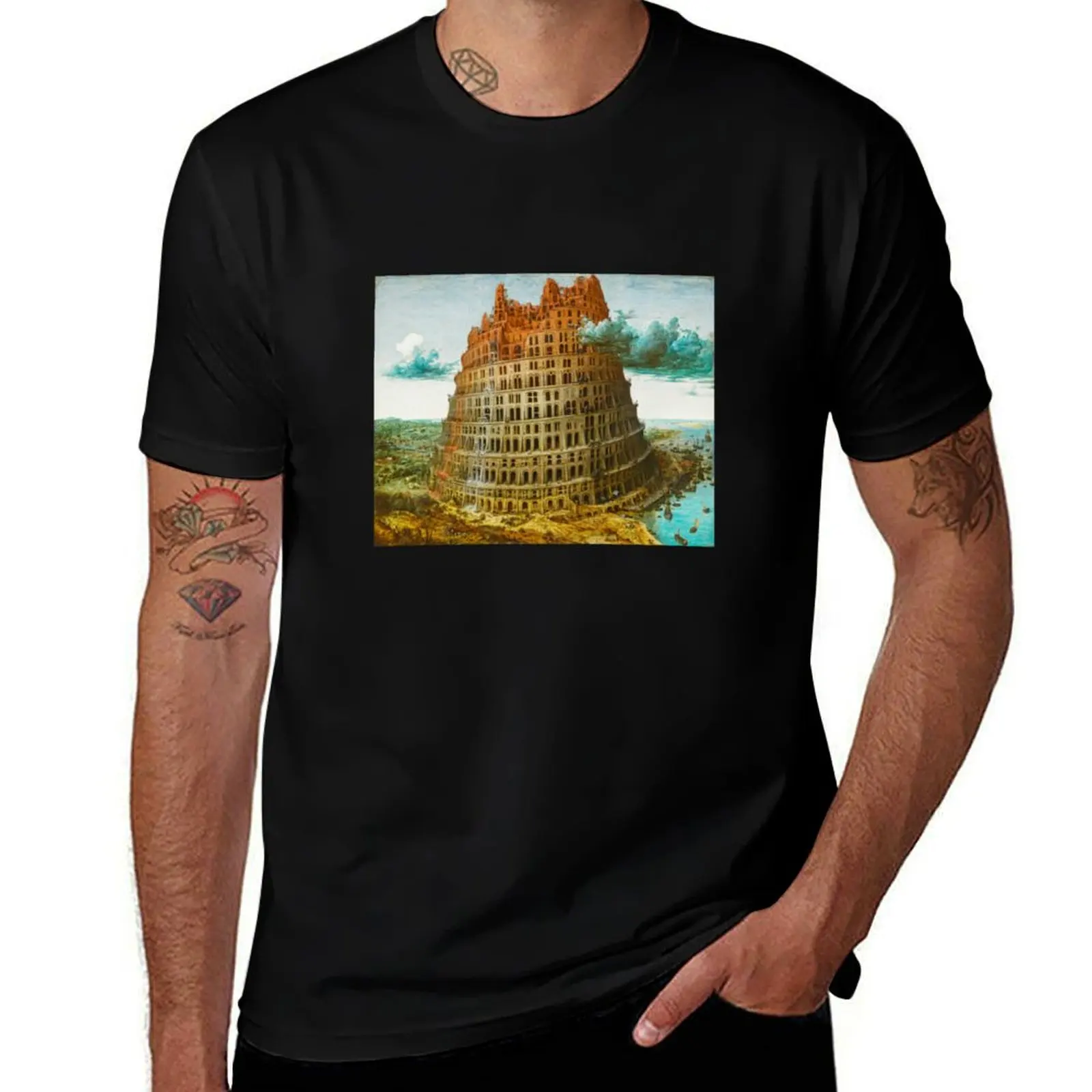 

The (Little) Tower of Babel. Pieter Bruegel the Elder. T-Shirt quick-drying customizeds tops mens funny t shirts