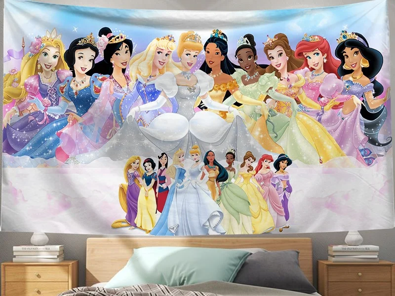 Disney Princess Background Wallpaper Poster Hanging Fabric Student Dormitory Bedhead Wall Decoration Wallpaper Tapestry