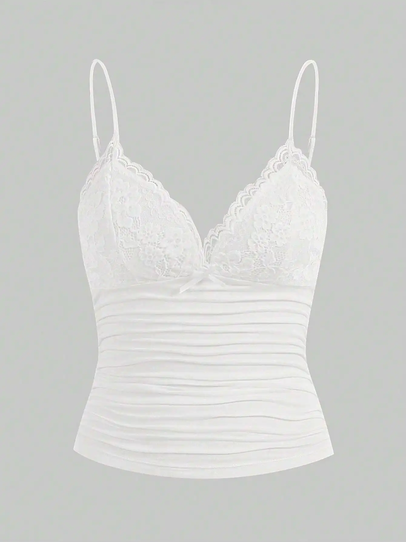 

Белый кружевной топ-ками с драпировкой и бантом, в стиле Y2K