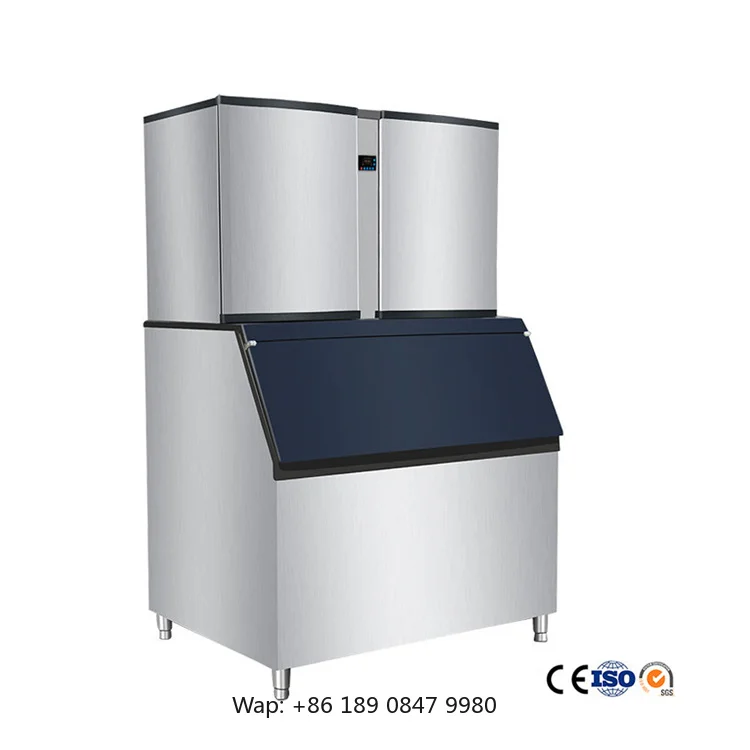 【Hot】Commercial Automatic Cube Ice Maker Machine with Emerson & Bristol Motor & Gear 500kg Ice Storage High Output Factory