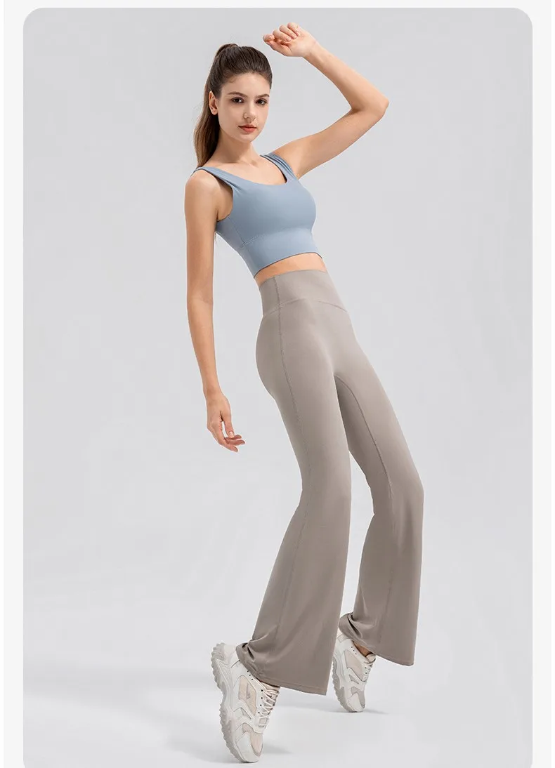 Atmungsaktive Serie Damen-Yogahose mit hoher Taille – Booty Lifting Flared Leggings, nahtlose Nylon-Spandex-Workout-Strumpfhose, Fitnessbekleidung