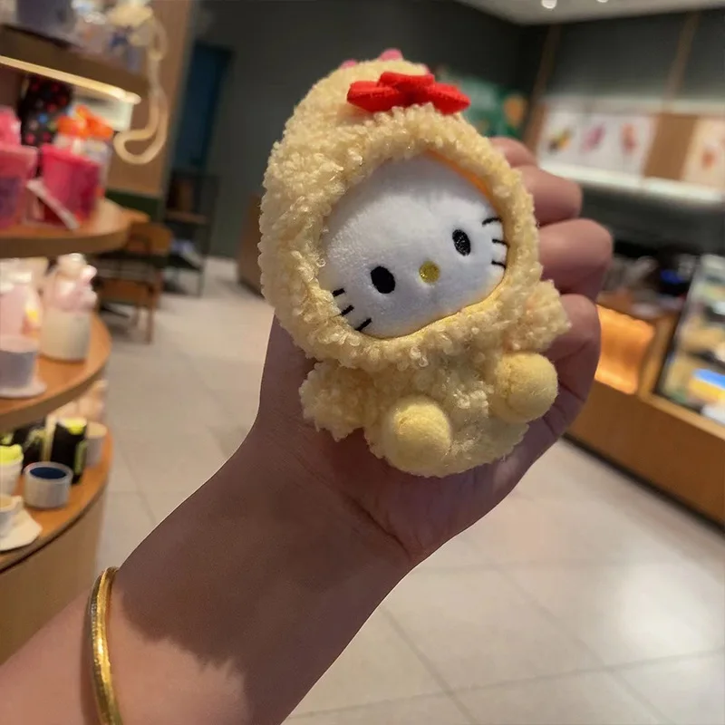 Creative Sanrio Hello Kitty Cosplay Fried Shrimp Doll Keychain Pendant Cartoon Bag Accessories Girls Charm Gift Kids Hobby Toys