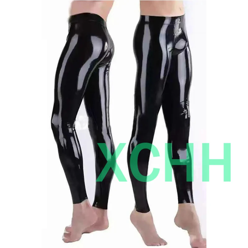 

Handmade Men Latex Leggings Black Color Rubber Trousers 3D Crotch Cut Customized