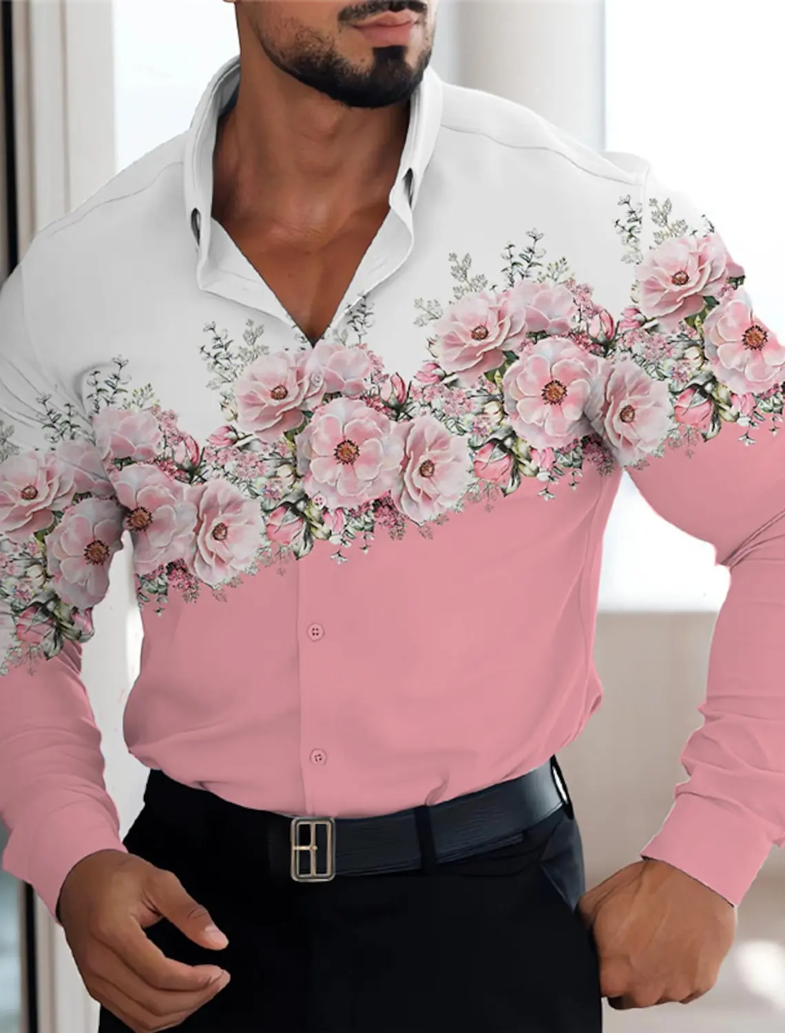 

Men's Shirt Floral Graphic Prints Turndown Outdoor Street Long Sleeve Print Clothing Apparel Fashion Casual Streetwear Tops