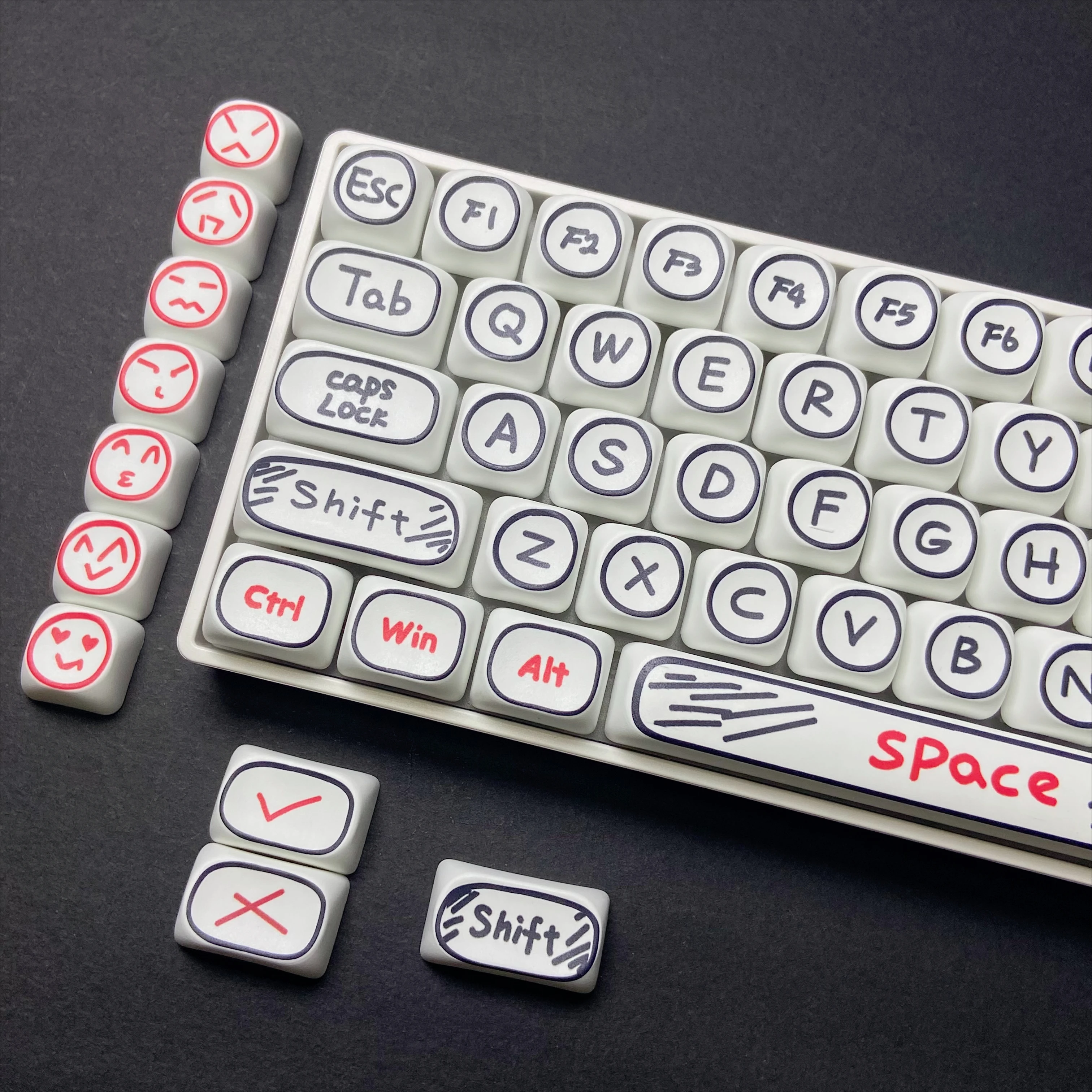 

Black Graffiti Theme Keycaps Hand Painted MOA Profile for Gaming Mechanical Keyboard