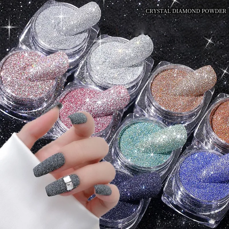 

1-Box Crystal Diamond Nail Powder Sparkly Shinning Rhinestones Glitter Reflective Aurora Pigment Dust DIY Manicure Accessories