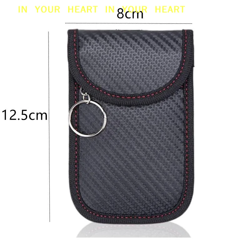 【X】Anti-Scan Car RFID Key Fob Bag Double Layer Carbon Fiber Signal Blocking Protector Case for Auto Owners Travel Use