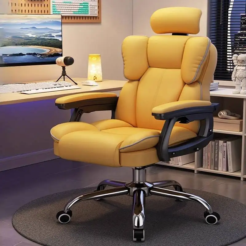 Желтые регулируемые офисные стулья Удобные серые удобные дизайнерские офисные стулья Белая поворотная мебель Sedia Ufficio