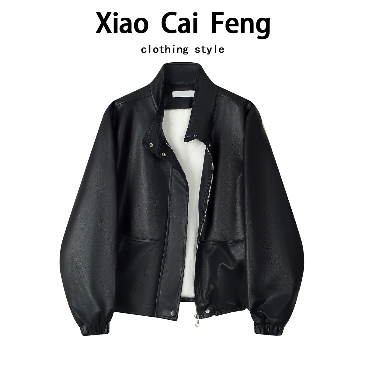 Retro Hong Kong Sle Fce gefüttert lose Motorrad Jaet ort winddicht Stehkragen Damen Winter warm PU Ledermantel