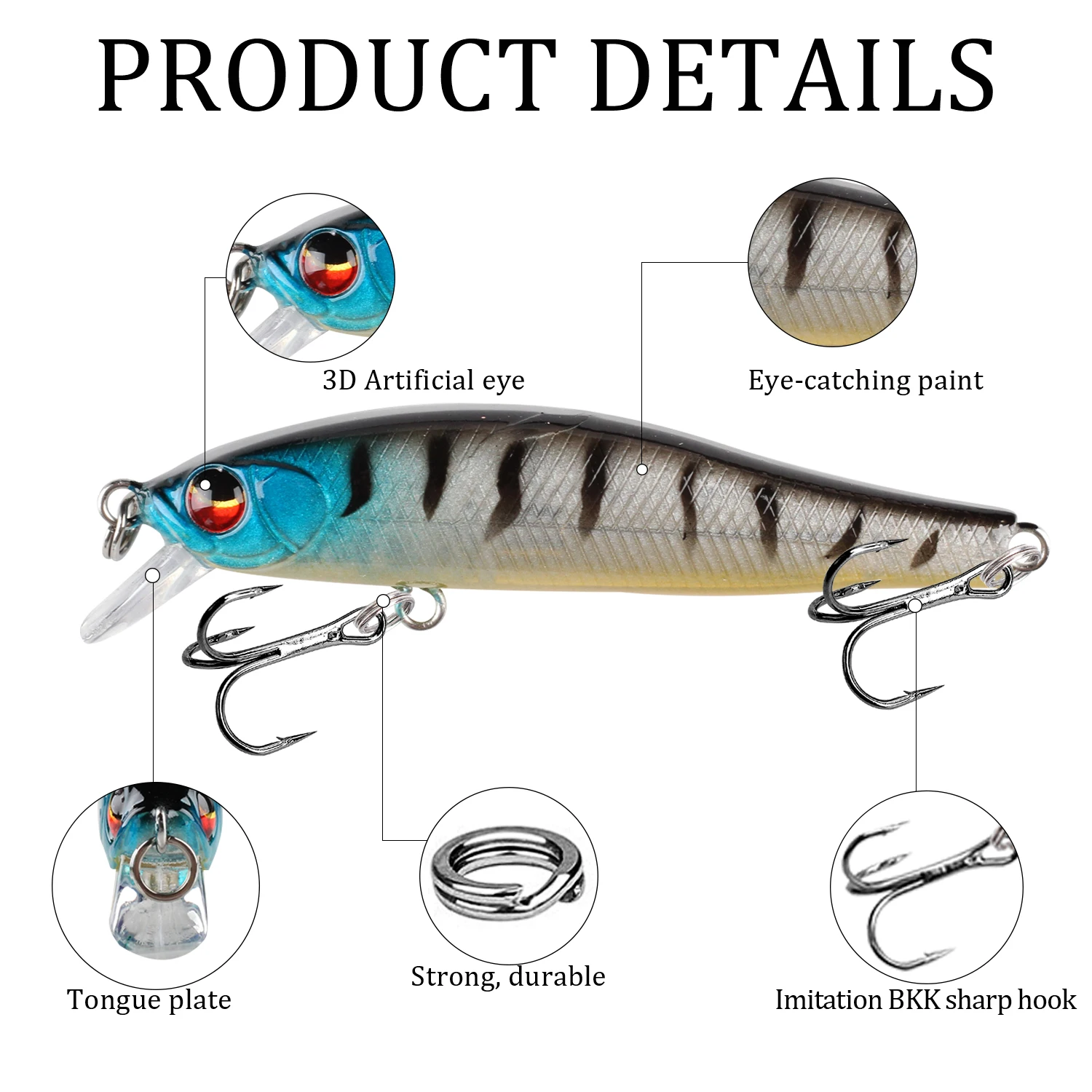 1pc Minnow Fishing Lure 7cm 5.7g Bass Artificial Hard Bait  Wobblers Crankbait 3D Eyes Sinking Plastic Baits Fish Pesca