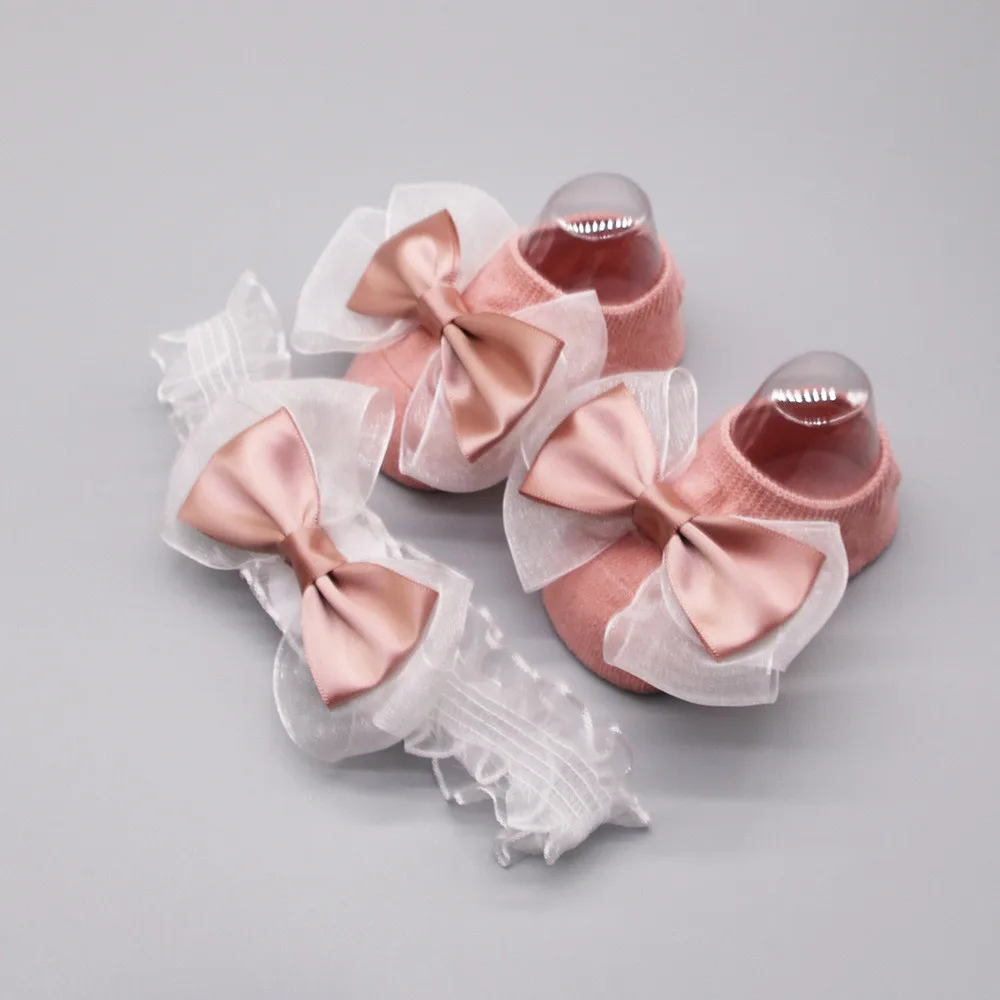 Sweet Baby Girl Headbands Socks Set Pearl Lace Flower Newborn Baby Headband Cute Bow Elasitc Hair Bands Hair Accessories