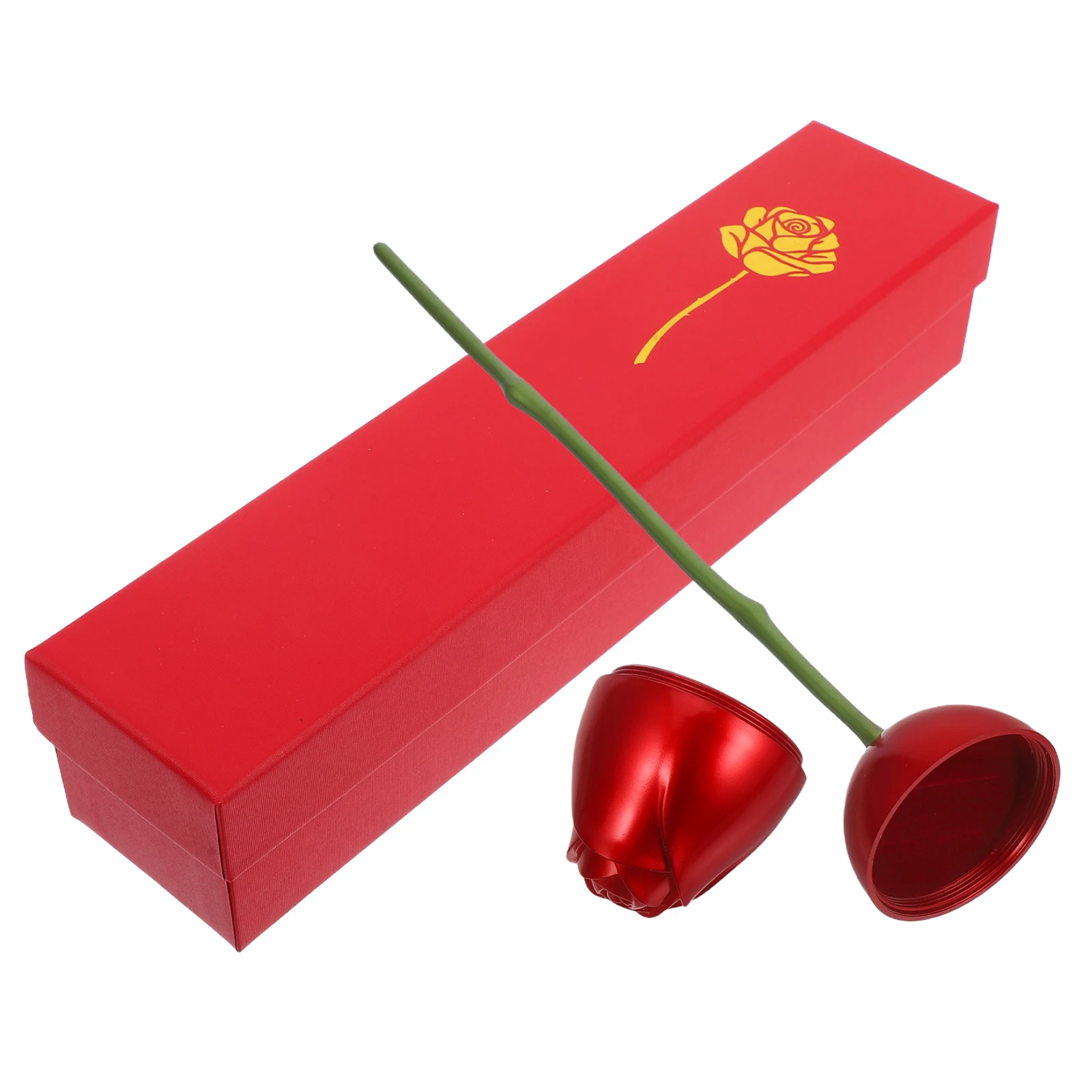 

Red Rose Ring Box Jewelry Storage For Engagement Proposal Wedding Anniversary Valentine'S Day Gift Earrings Holder Flower