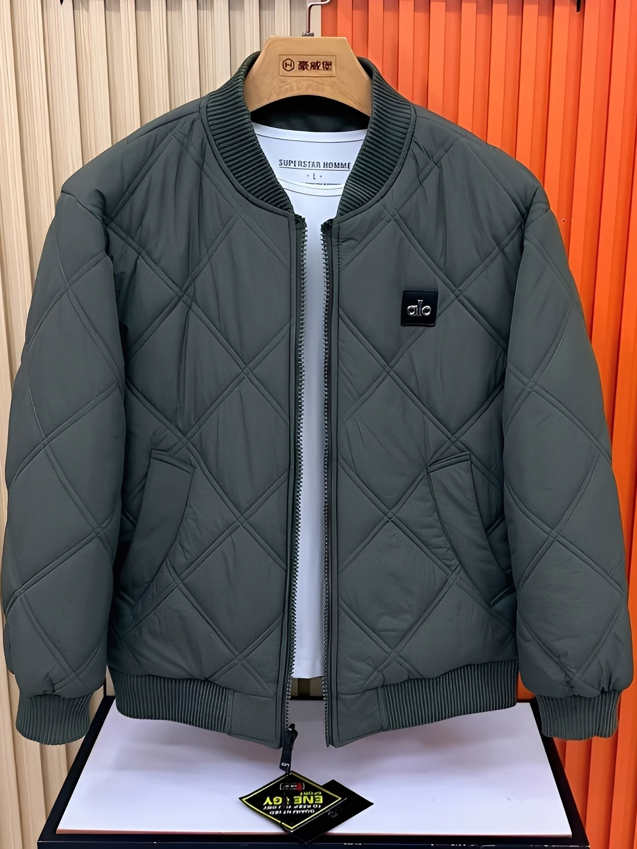 

Fashionable Casual Men's Cotton Jacket Autumn Winter New Style Baseball Collar Diamond Pattern All-Match Trendy Outerwear