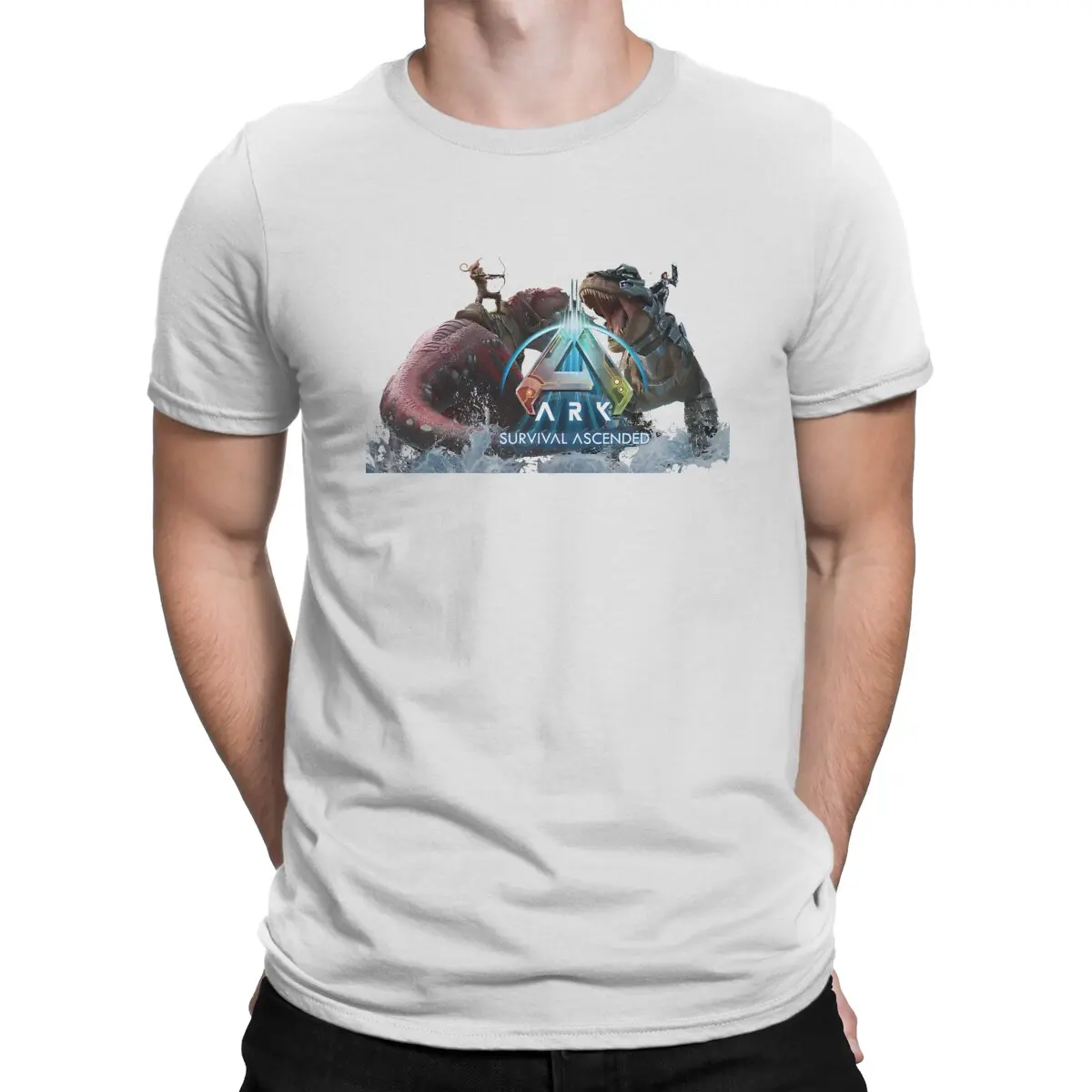 Ascended Dinosaurs T-Shirt for Men Ark Survival Evolved Funny Pure Cotton Tees Round Neck Short Sleeve T Shirt Gift Tops