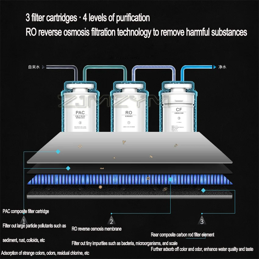 RO-温水および冷水統合機,220v,逆浸透,デスクトップ,無料設置,浄水器,インスタントマシン