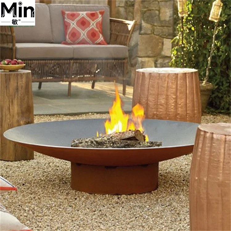 Corten Steel BBQ Fire Bowl Outdoor Fireplace Metal Fire Pit Fire Bowl for Outdoor Garden Patio Camping Bonfire