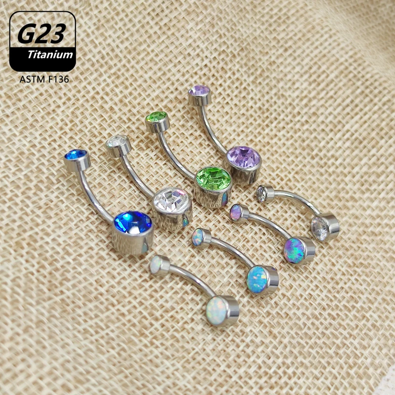 Belly Piercing Button Rings G23 Titanium Astm F136 14g Body Jewelry Internally Threaded Navel Ring Zirconia Earrings Zircon