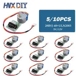 5/10sets DC 5V 12V 28BYJ-48 Stepper Motor Lead Reduction Step Gear Stepper Motor 4 Phase With ULN2003 driver board for Arduino