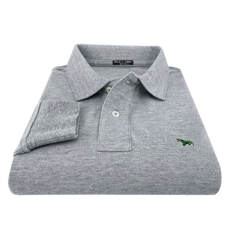 High Quality 100%Cotton Embroidery Small LOGO  Mens Polos Shirts Casual Clothing Sportswear Long Sleeve Hommes Fashion Male Tops