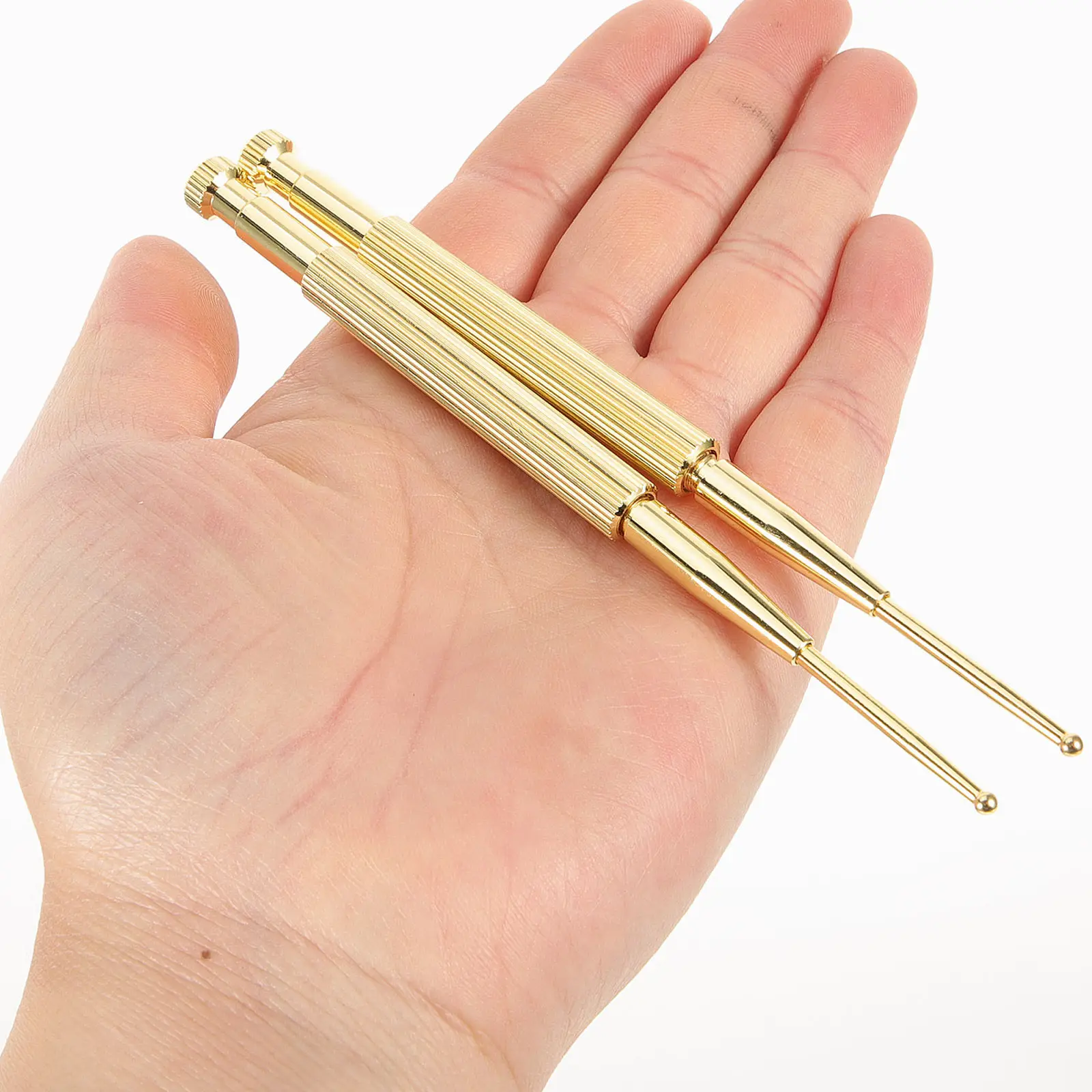 

2Pcs Ear Acupressure Probe Copper Acupuncture Point Pen Spring Loaded Safety Tip for Ear Reflexology Therapy Acupressure Tools