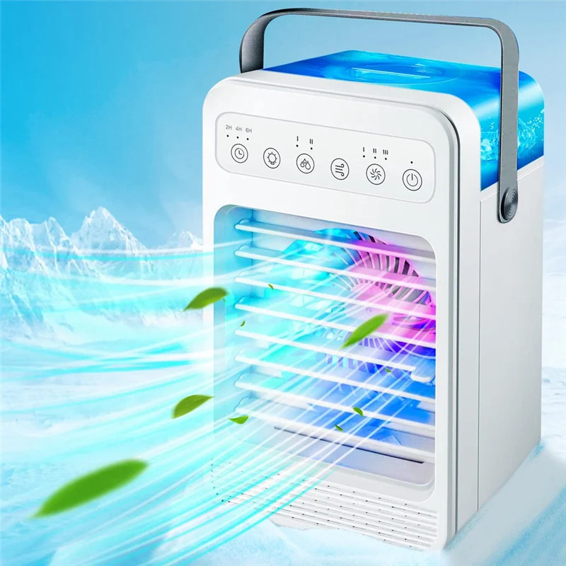 ABGR-Portable Air Conditioners Evaporative Air Cooler Humidifier 7 Colors Light Personal Air Conditioner Fan For Room Office Dur