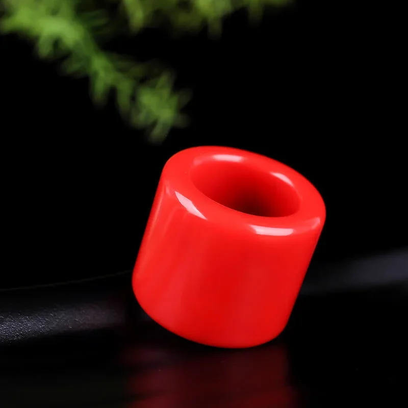 Anillo de Jade rojo Natural para hombres y mujeres, amuleto de budismo Meridiano de corazón, joyería de encanto de moda, artesanías talladas a mano, regalos, 22mm de tamaño