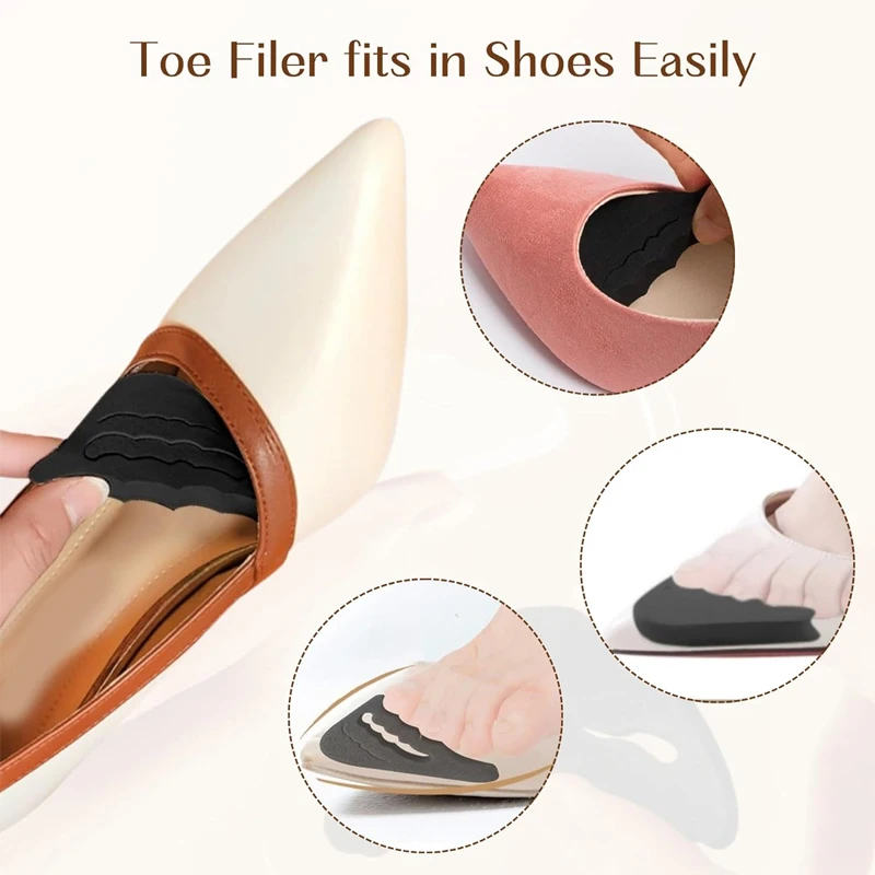 Toe Plug Soft Half Insoles Reusable Toe Sponge Filler Inserts for Shoes Adjustable Too Big Foot Brace Pads Unisex Shoe Inserts