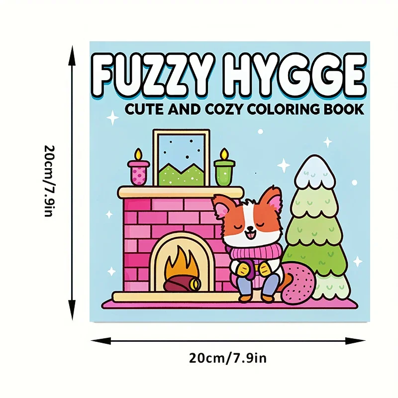 28 Pages Fuzzy Hygge Cute Coloring Book for Adult | Colouring Book for Stress Relief, Birthday Day Gift, Back to School Supplies