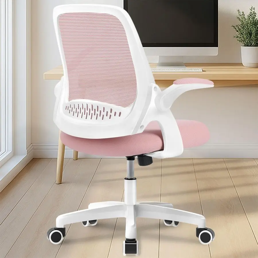 Office Desk Computer Gaming Ergonomic Chair with Lumbar Back Support Adjustable Height Swivel Wheels Flipup Arms Mesh Chair for