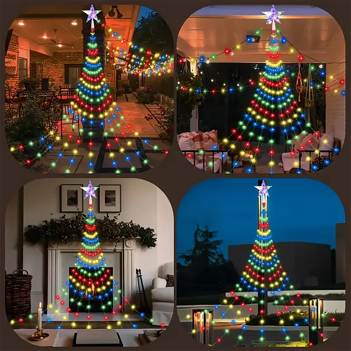 زينة عيد الميلاد شلال شمسي خماسي ، خرافية خارجية ، إضاءة تخييم مقاومة للماء ، سلسلة إضاءة حديقة ، جديد ،