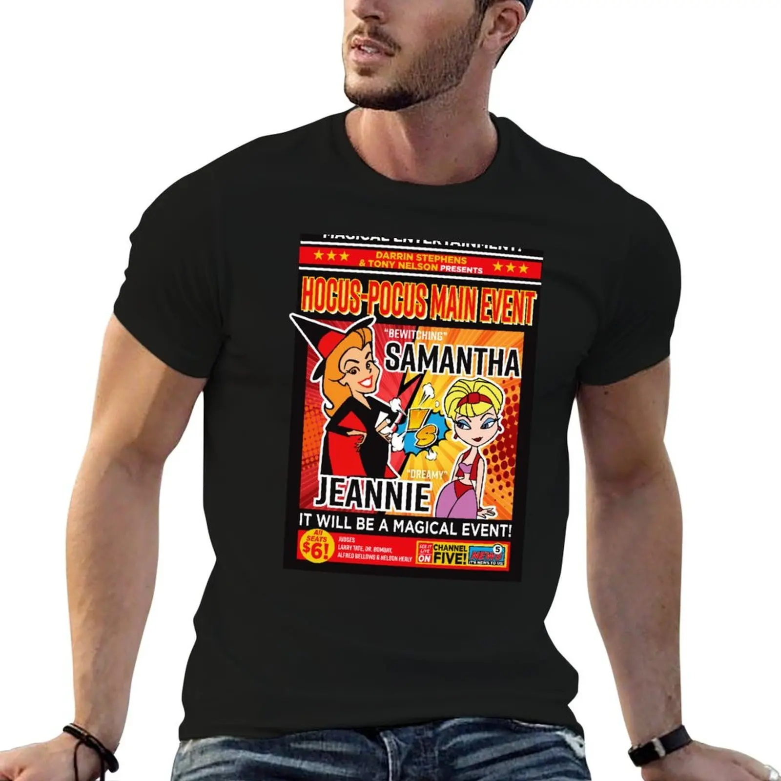 Battle Samantha vs Jeannie Magic Event T-Shirt Short sleeve tee funny meme t-shirts mens big and tall t shirts