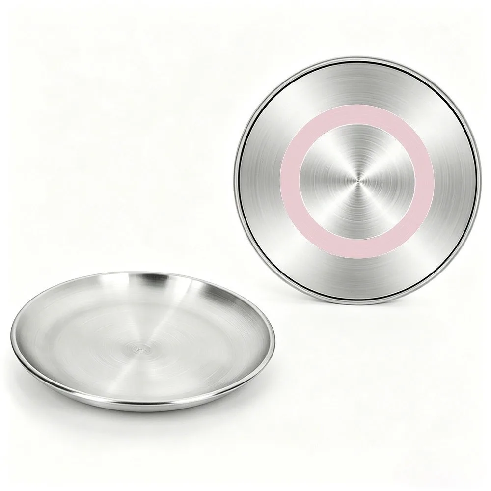 Large Capacity Stainless Steel Pet Bowl Wide Shallow Non-Slip Silicone Base Cat Drinking Bowl Rust Resistant Thickened