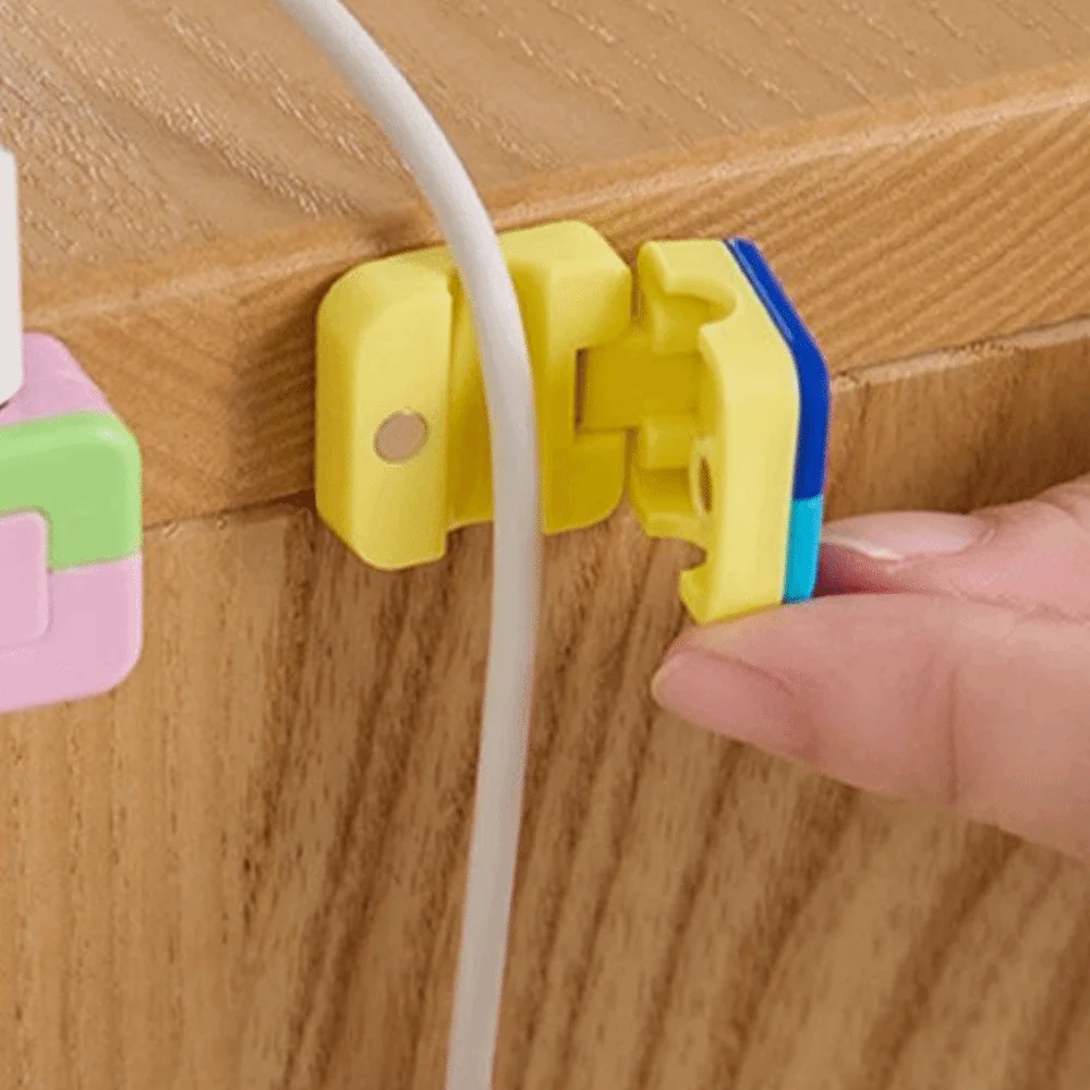 Organizadores de cabos de dados magnéticos portáteis, 6 peças, multi-função, dopamina, clipes de gerenciamento de cabos de mesa, evitam pendurar