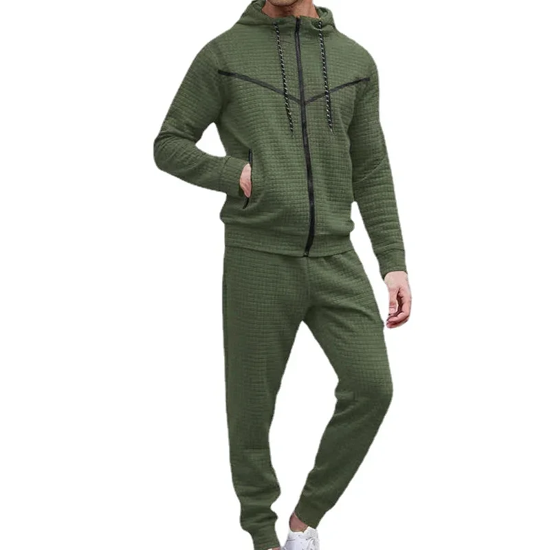 Men Autumn and Winter Tracksuit Casual Small Square Hooded Suits